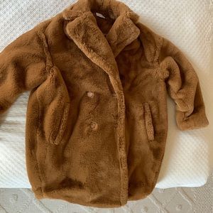 Faux fur maternity coat